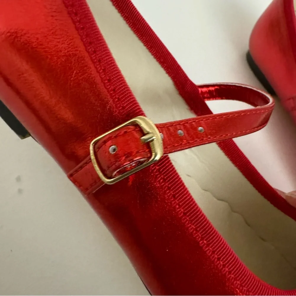 Crewcuts Red Metallic Mary Jane Ballet Flats Girls Size 3